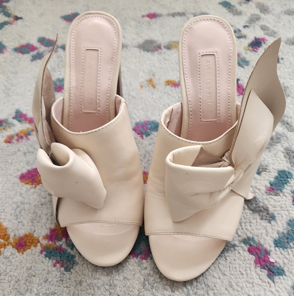 Avec Les Filles Blush Bow Block Heel Mules - Picture 3 of 10